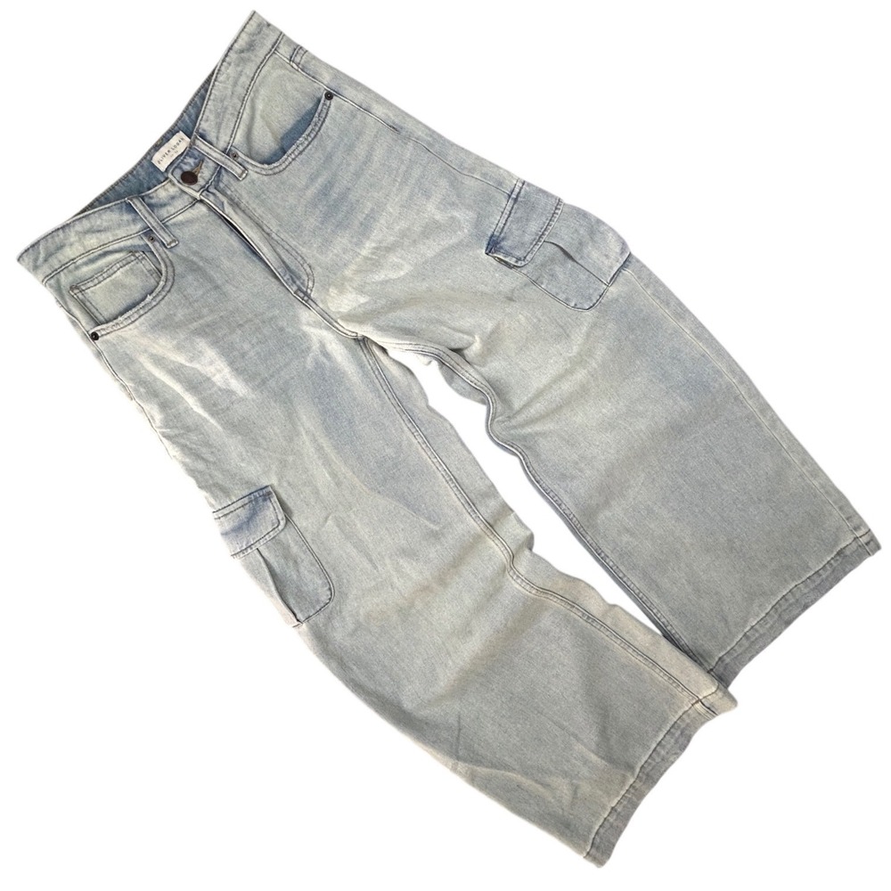 Oliver Logan Madison Wide Leg Cargo Jeans Light Wash Blue Denim Size‎ 27